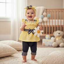 Load image into Gallery viewer, My Little Sunshine Baby Girl Outfit | 3-Piece Cotton Set with Headband
