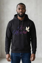 Load image into Gallery viewer, Individual model in the cursive Be Merciful hoodie
