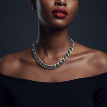 Load image into Gallery viewer, Linked Chain Necklace – Silver on Model
